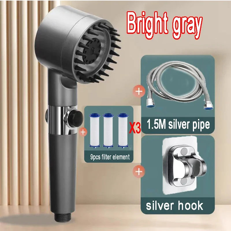 Shower Rain Head 4 Modes Shower Head High Pressure Portable Shower Filter Rainfall Faucet Tap Bathroom Faucet Home Bathroom Set