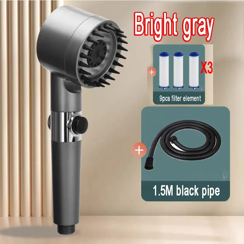 Shower Rain Head 4 Modes Shower Head High Pressure Portable Shower Filter Rainfall Faucet Tap Bathroom Faucet Home Bathroom Set