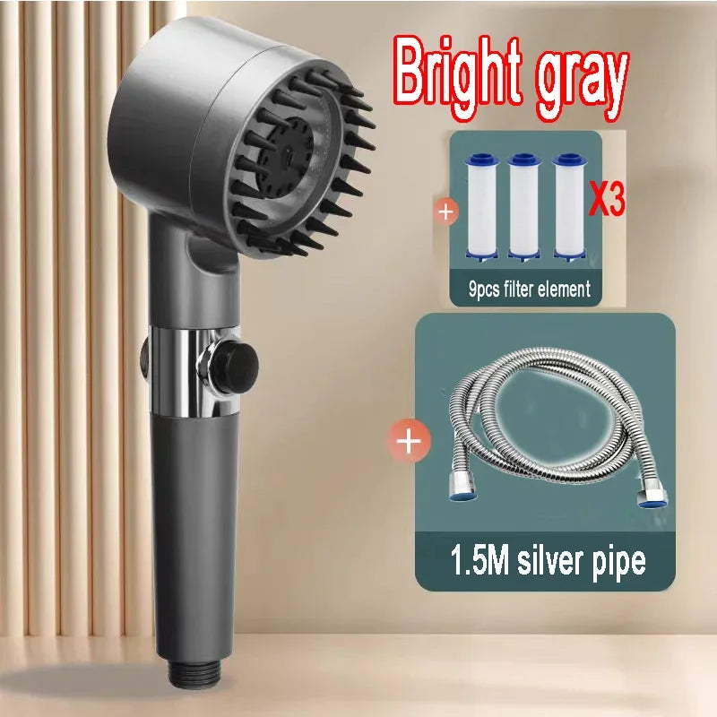 Shower Rain Head 4 Modes Shower Head High Pressure Portable Shower Filter Rainfall Faucet Tap Bathroom Faucet Home Bathroom Set