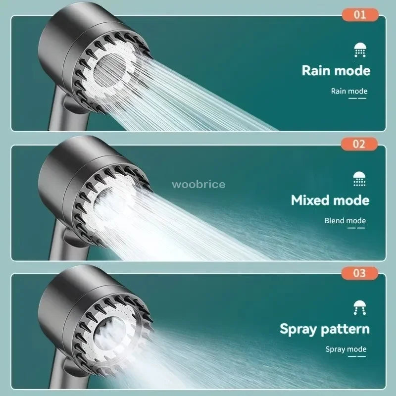 Shower Rain Head 4 Modes Shower Head High Pressure Portable Shower Filter Rainfall Faucet Tap Bathroom Faucet Home Bathroom Set