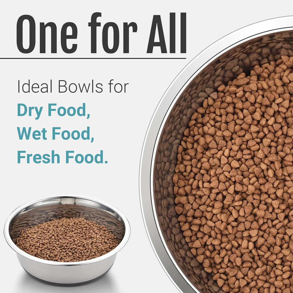 PEGYY11 Non-Slip Stainless Steel Dog and Cat Bowls, 2-Cup Capacity, Set of 2