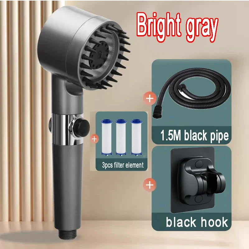 Shower Rain Head 4 Modes Shower Head High Pressure Portable Shower Filter Rainfall Faucet Tap Bathroom Faucet Home Bathroom Set