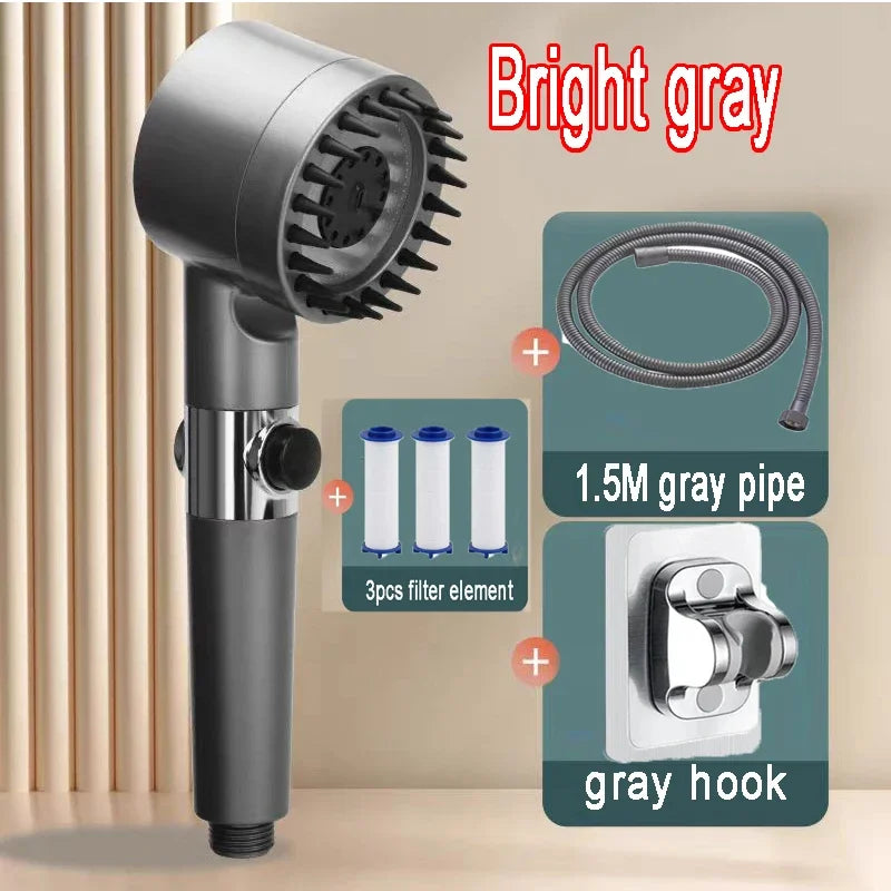Shower Rain Head 4 Modes Shower Head High Pressure Portable Shower Filter Rainfall Faucet Tap Bathroom Faucet Home Bathroom Set