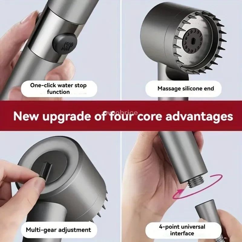 Shower Rain Head 4 Modes Shower Head High Pressure Portable Shower Filter Rainfall Faucet Tap Bathroom Faucet Home Bathroom Set